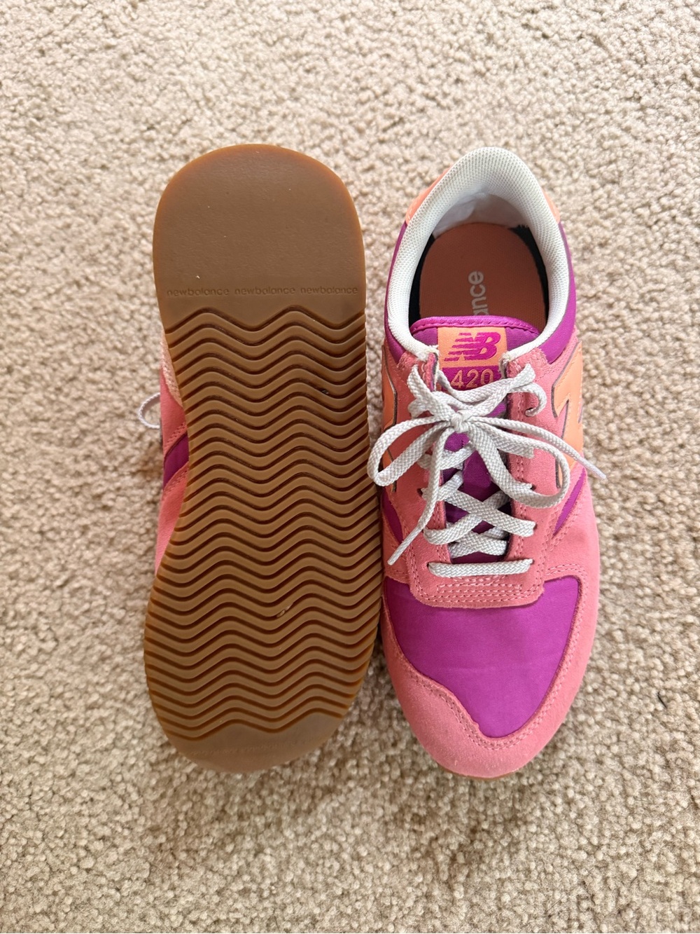 New Balance Colorblock Pink, Purple & Peach 420 Sneakers - Picture 2 of 6